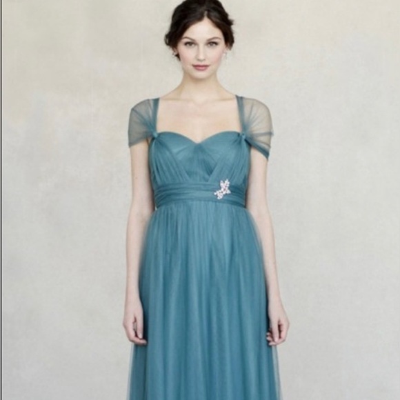 Jenny Yoo Collection Annabelle Convertible Bridesmaid Dress Vintage Teal SZ 10 - Picture 7 of 16